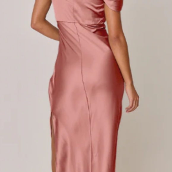 Sienna Revelry Satin Bridesmaid Dress in Desert Rose - Picture 3 of 3